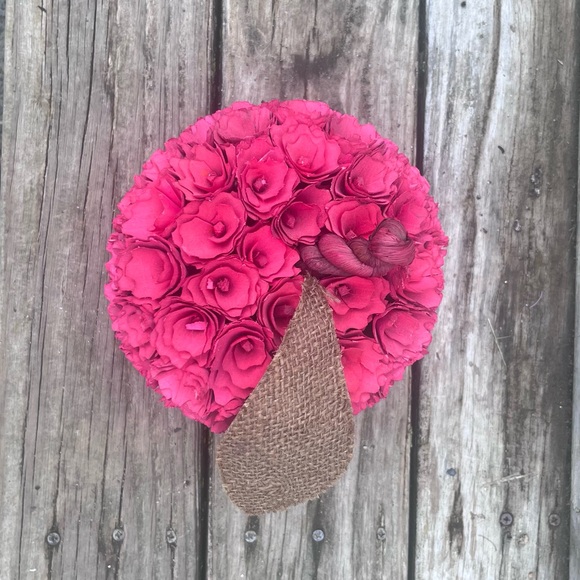 RED WOODEN FLORAL APPLE DECOR FARMHOUSE KITCHEN - Picture 6 of 7